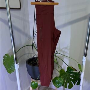 High-Waisted Burgundy Leggings